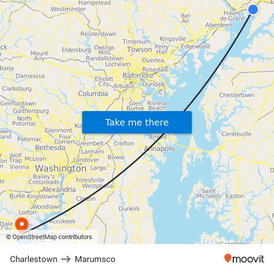 Charlestown to Marumsco map