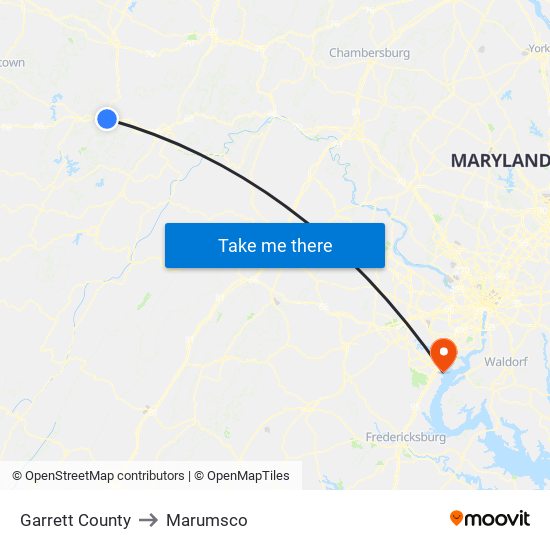 Garrett County to Marumsco map