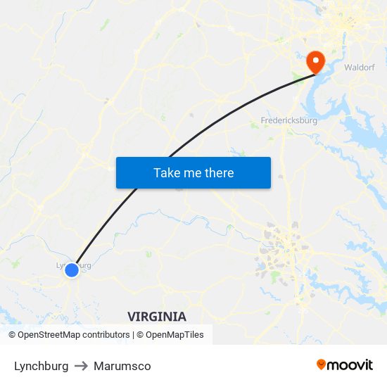 Lynchburg to Marumsco map