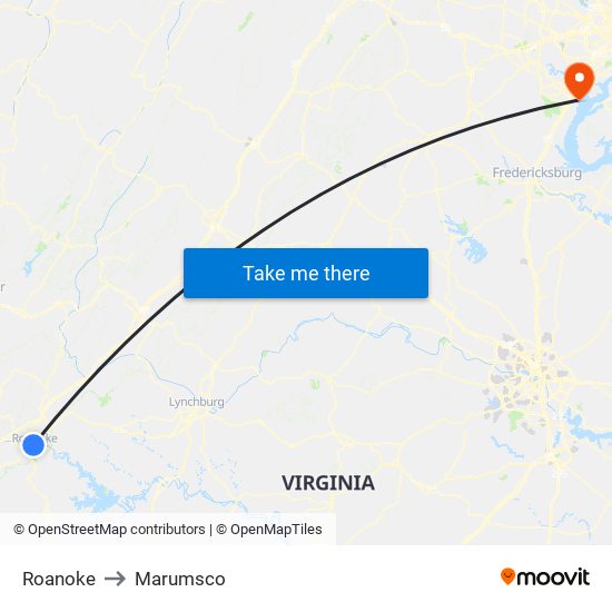 Roanoke to Marumsco map