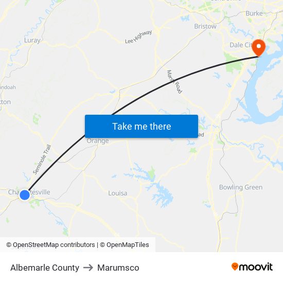 Albemarle County to Marumsco map