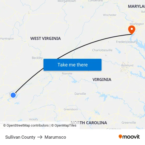 Sullivan County to Marumsco map