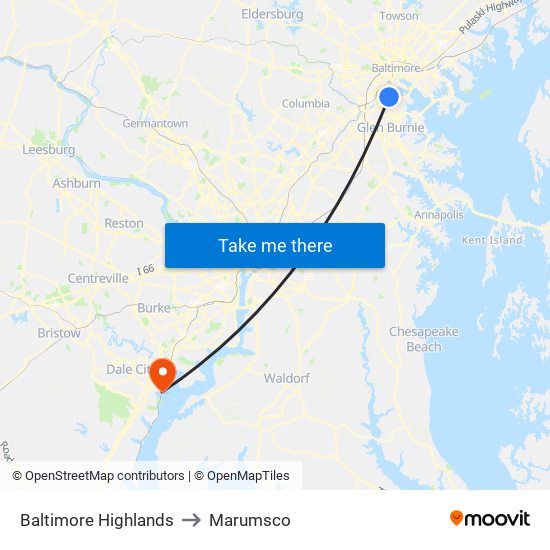 Baltimore Highlands to Marumsco map