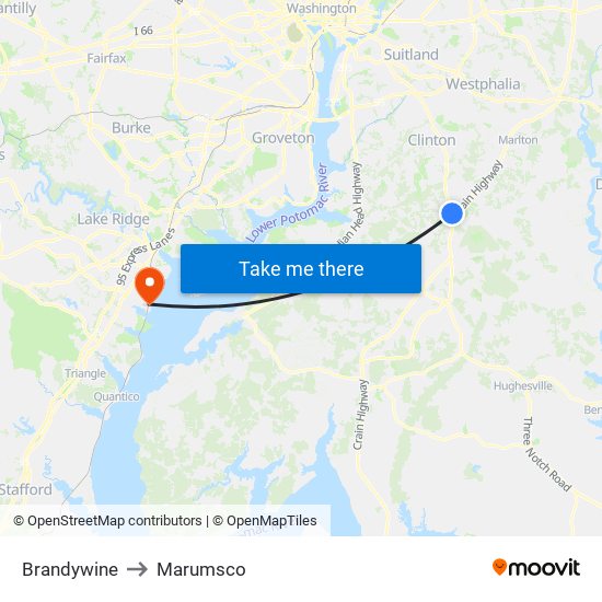 Brandywine to Marumsco map