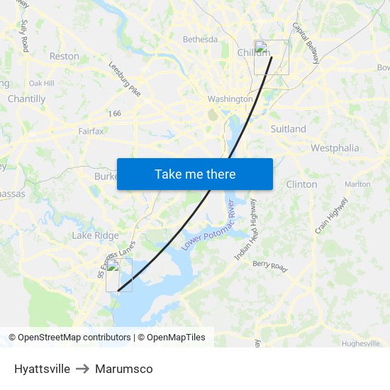 Hyattsville to Marumsco map