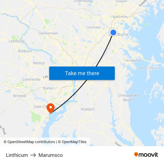 Linthicum to Marumsco map