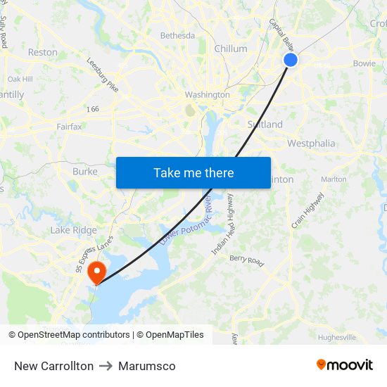 New Carrollton to Marumsco map