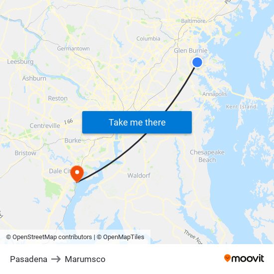 Pasadena to Marumsco map