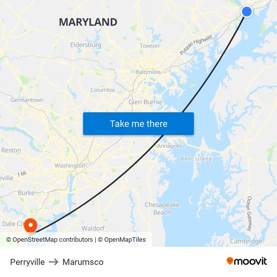 Perryville to Marumsco map