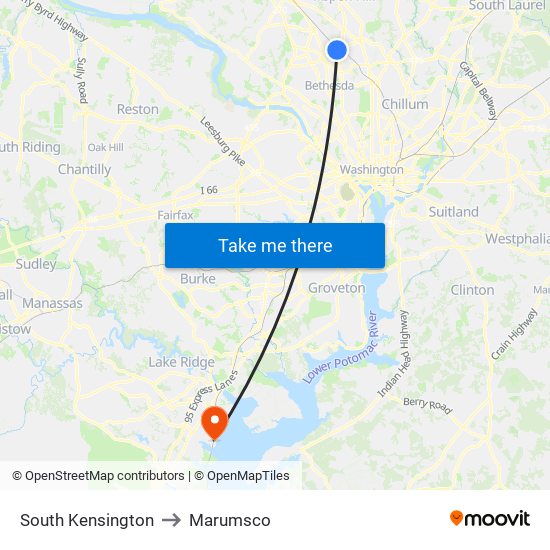 South Kensington to Marumsco map