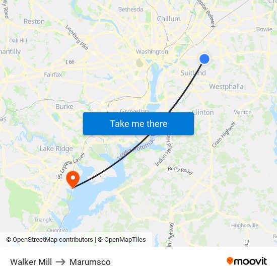 Walker Mill to Marumsco map