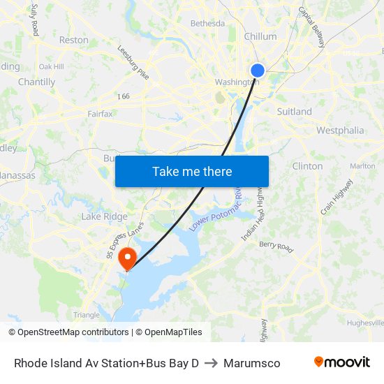 Rhode Island Ave-Brentwood+Bay D to Marumsco map