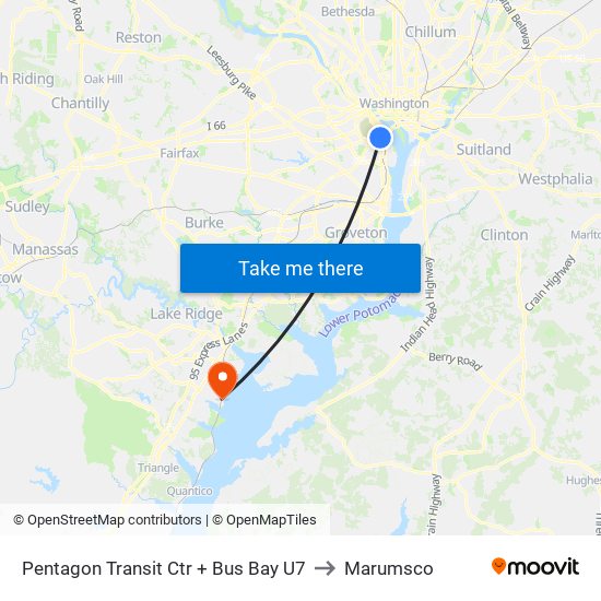 Pentagon Transit Ctr + Bus Bay U7 to Marumsco map