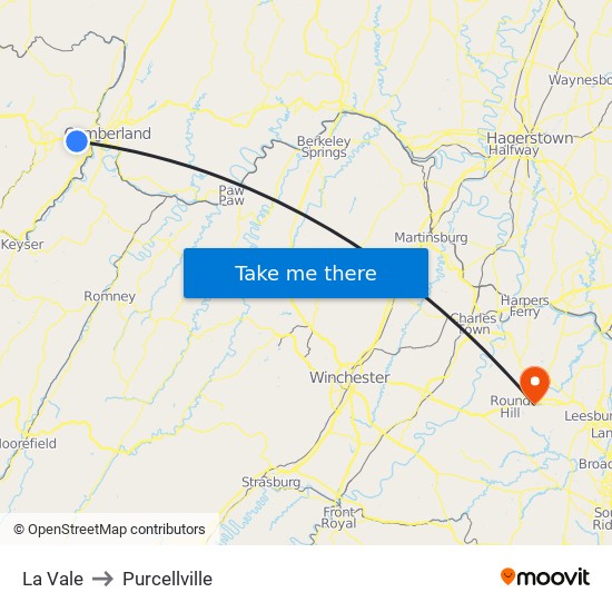 La Vale to Purcellville map