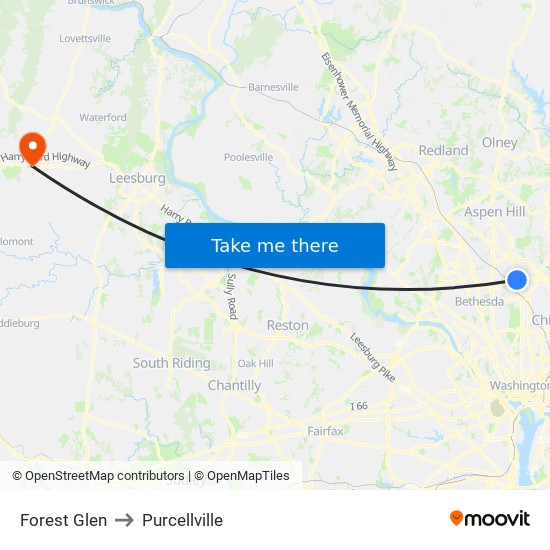 Forest Glen to Purcellville map