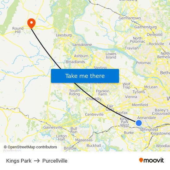 Kings Park to Purcellville map