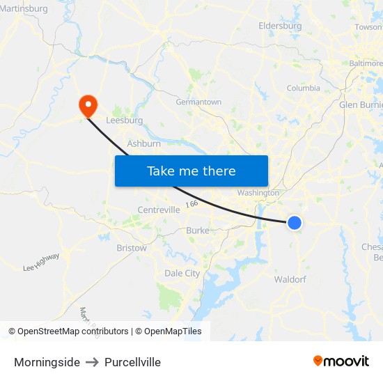 Morningside to Purcellville map