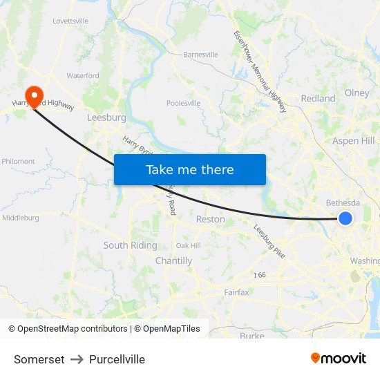 Somerset to Purcellville map