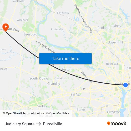 Judiciary Square to Purcellville map