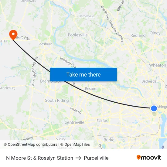 N Moore St & Rosslyn Station to Purcellville map