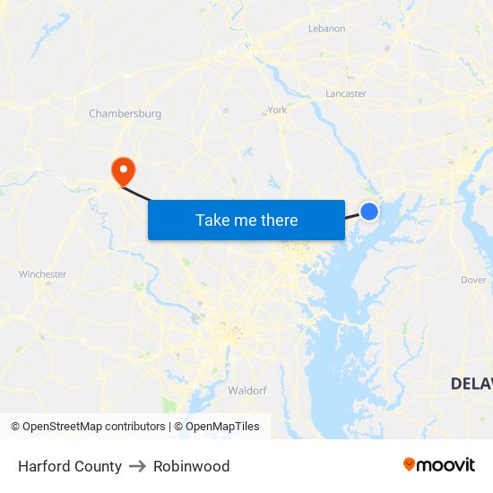 Harford County to Robinwood map