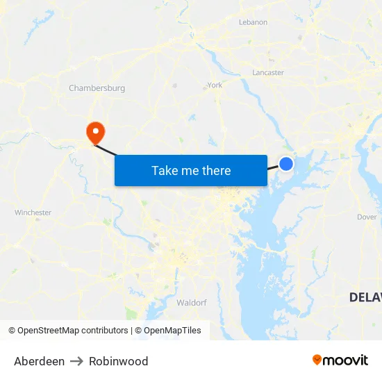 Aberdeen to Robinwood map