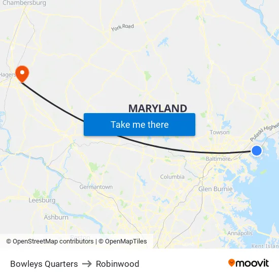 Bowleys Quarters to Robinwood map