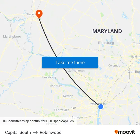 Capital South to Robinwood map