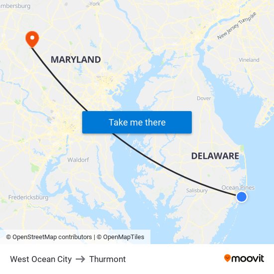 West Ocean City to Thurmont map