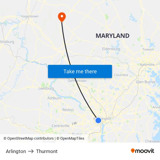 Arlington to Thurmont map