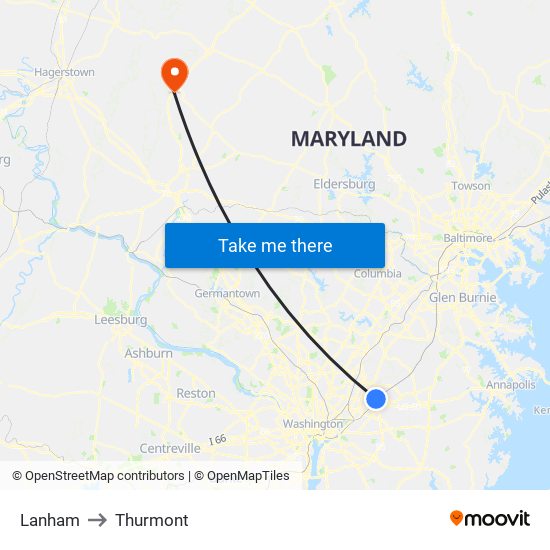 Lanham to Thurmont map