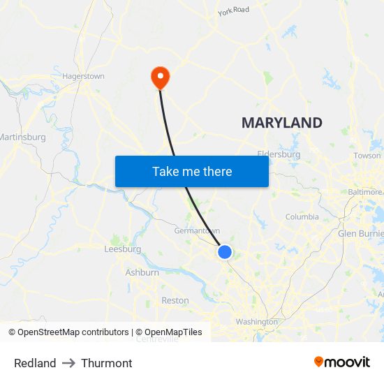 Redland to Thurmont map