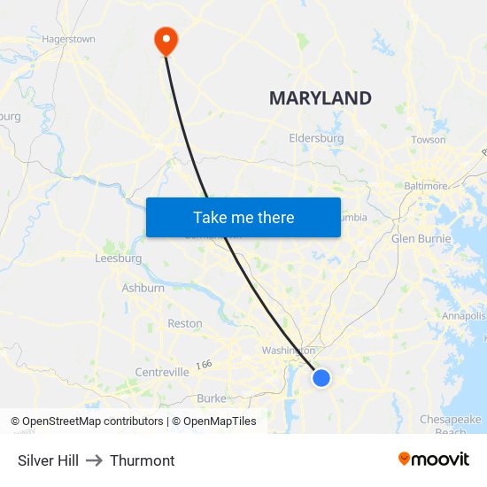 Silver Hill to Thurmont map