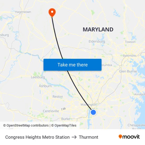 Congress Heights Metro Station to Thurmont map