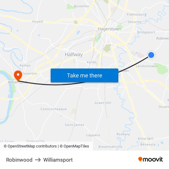 Robinwood to Williamsport map