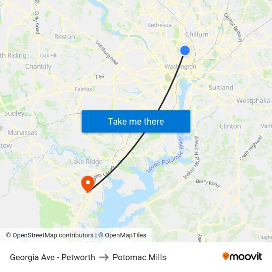 Georgia Ave - Petworth to Potomac Mills map