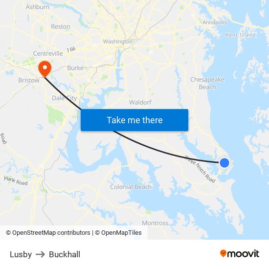 Lusby to Buckhall map