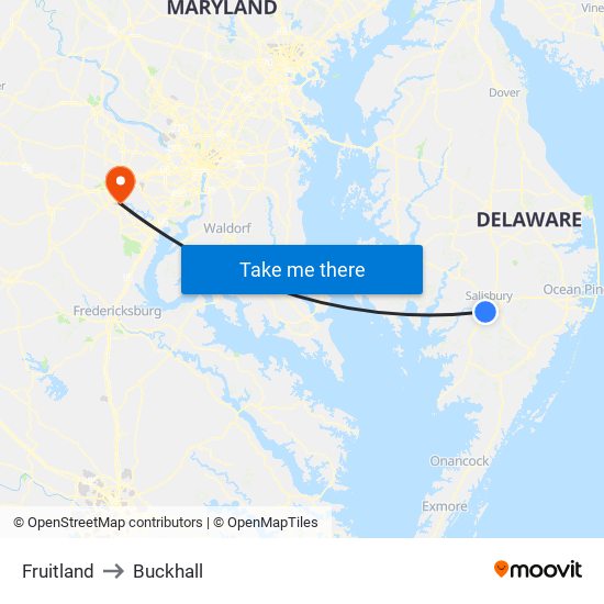 Fruitland to Buckhall map