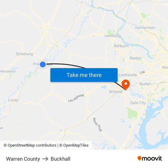 Warren County to Buckhall map