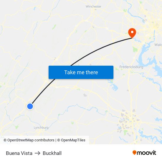 Buena Vista to Buckhall map