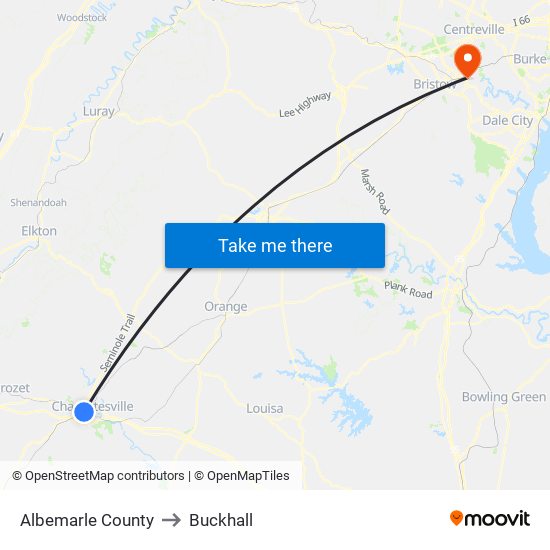 Albemarle County to Buckhall map