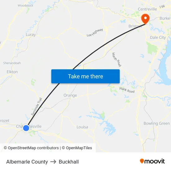 Albemarle County to Buckhall map