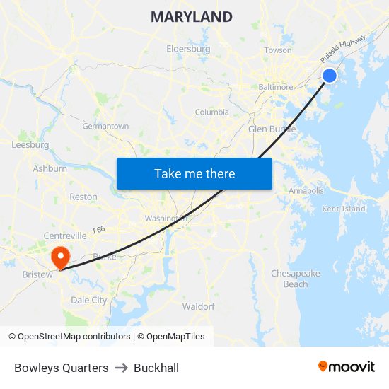 Bowleys Quarters to Buckhall map