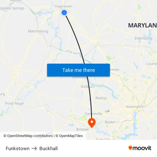 Funkstown to Buckhall map