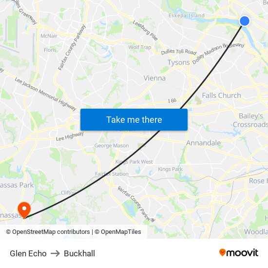 Glen Echo to Buckhall map