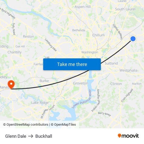 Glenn Dale to Buckhall map