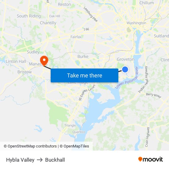 Hybla Valley to Buckhall map