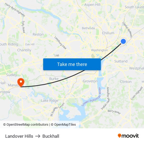 Landover Hills to Buckhall map