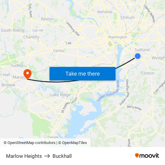 Marlow Heights to Buckhall map