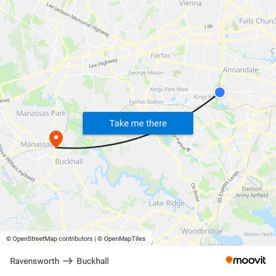 Ravensworth to Buckhall map